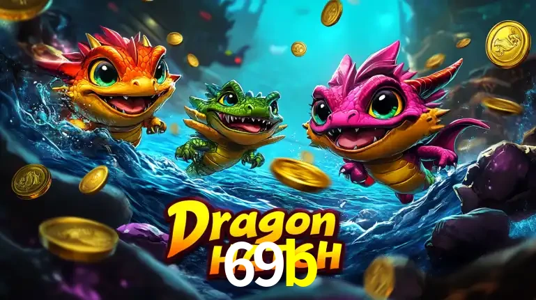 Arte promocional do jogo Dragon Hatch com três adoráveis dragões bebês nadando entre moedas de ouro, um dos slots mais divertidos para jogar no cassino 69b.